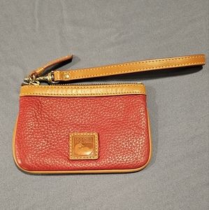 Dooney and Bourke wristlet, mahogany and tan